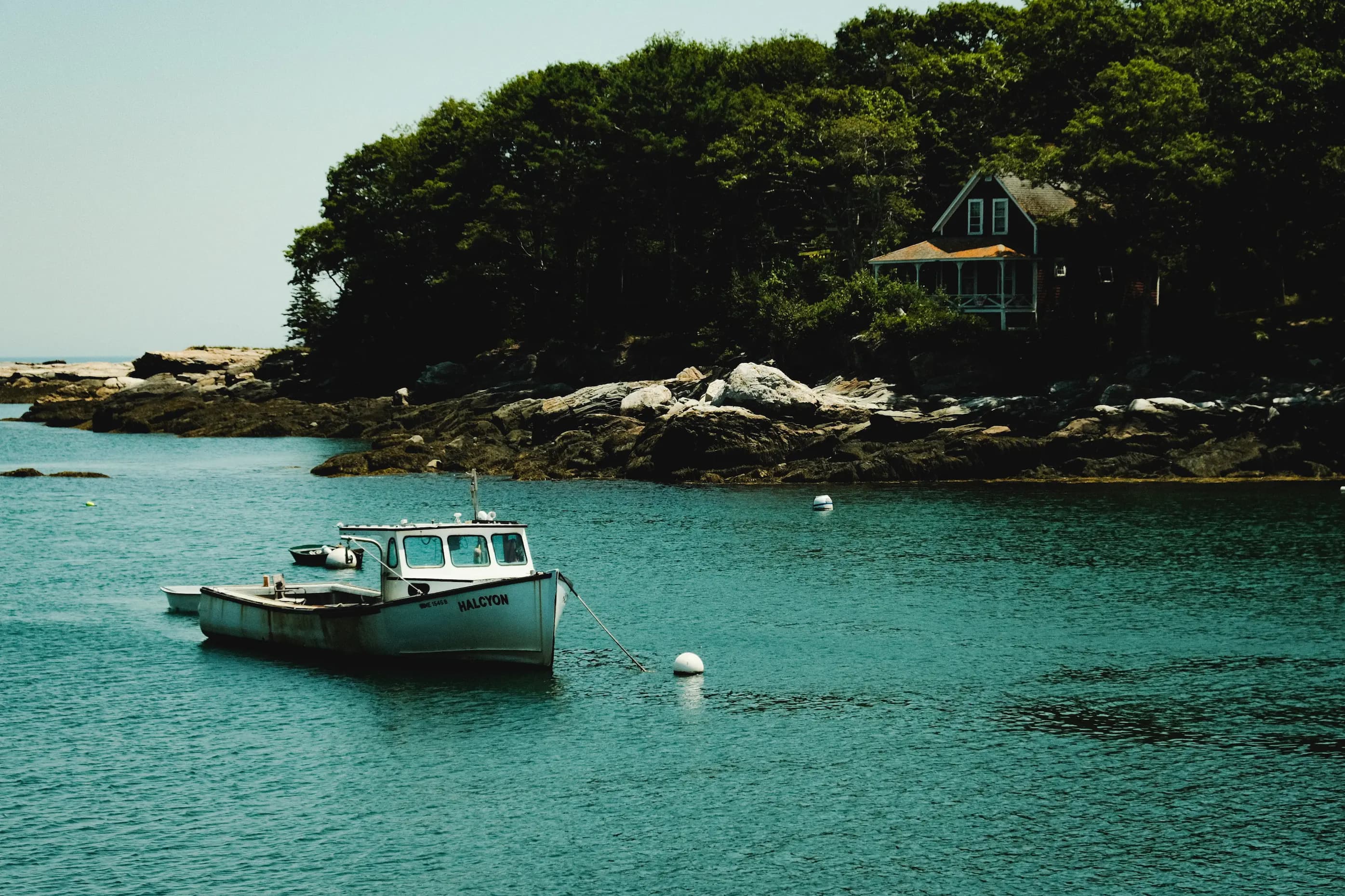 Boat docked in harbor